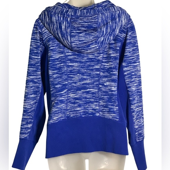 Zella Blue White Hooded Pocket Women's Sweater Jacket Large - Picture 2 of 8